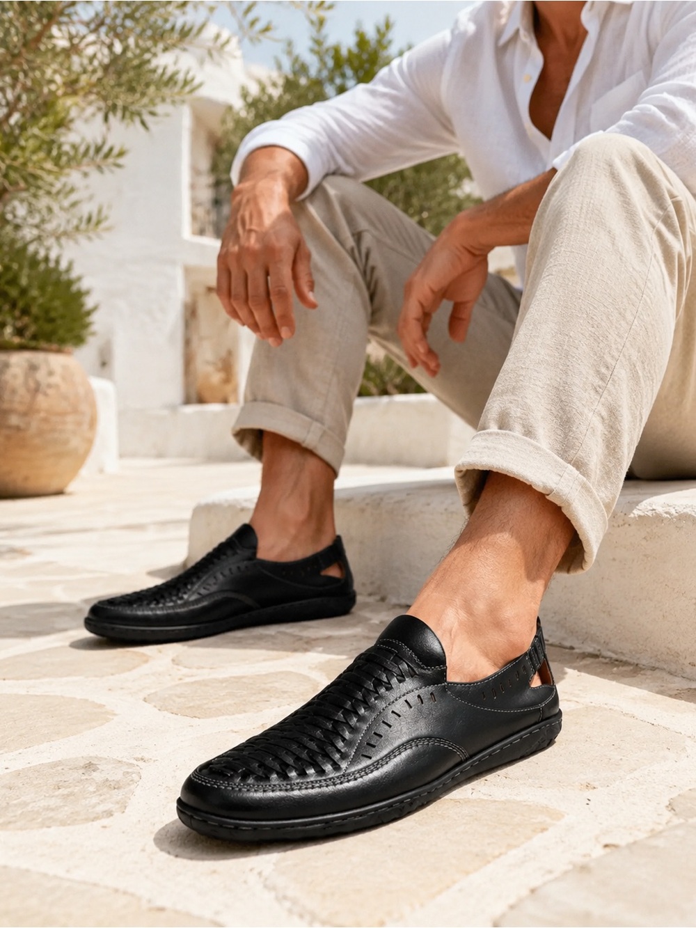 Stacy Adams Men's Black Woven Slip-On Loafers